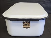 Enamel-Ware Refrigerator White Black Trim with Lid