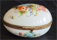 Vintage Hand Painted French Egg Shaped Trinket Box