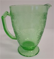 Florentine Pitcher Green Uranium Glass