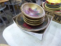 Holiday bowl set - wood poinsettia (hand painted)