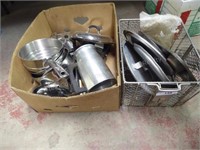 2 boxes metal pans