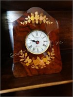 Wood Inlaid Valentina Swiss Quartz Clock 10"T