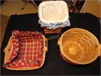 3 Longaberger baskets -2 w/liners largest is