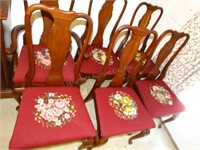 6 Needlepoint chairs- 1 is captains chair