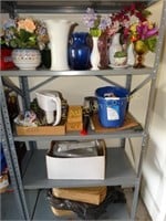 Contents only of 4 shelves - vases, plastic