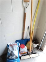 40 lb bag Ice Melt, shop broom, sledge hammer,