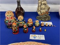 TWO RUSSIAN MATRYOSHKA DOLL SET