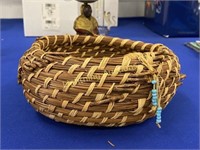 HAND WOVEN PINE NEEDLE AND STRAW BASKET
