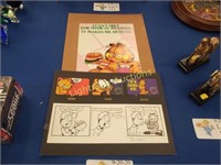 TWO GARFIELD UNFRAMED PRINTS "IT MAKES ME HUNGRY"