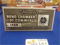 1959 "RENO CHAMBER OF COMMERCE" MEMBER'S PLAQUE