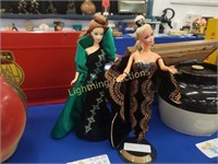 TWO BARBIE COLLECTIBLE DOLLS WITH STANDS