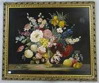 Bouquet in vase, signed, oil on board,