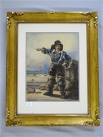 Young clammer signalling by Edward Duncan,