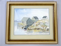 Fish sheds by Francis Turner, signed, watercolour,