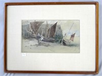 Clovelly Harbour by Charles Parsons, watercolour,