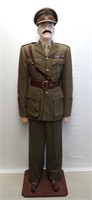 Canadian Army officer's uniform on mannequin, 69"h