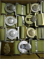 Lot of 8 Canadian Army dress web belts & buckles
