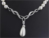 Pearl & Swarvoski Crystal Evening Necklace