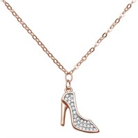 Gorgeous Rose Toned White Topaz High Heel Necklace