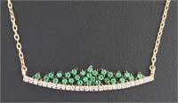 Rose Toned Emerald Crown Designer Necklace