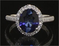 14kt Gold 3.75 ct Oval Sapphire & Diamond Ring