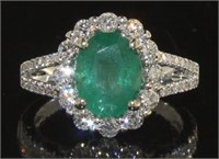 14kt Gold 3.32 ct Emerald & Diamond Ring