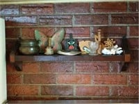 Vintage Wood Shelf and Contents