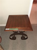 Metal Frame Wood Top End Table