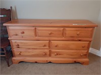 Wooden Seven Drawer Dresser, Chair Not Included