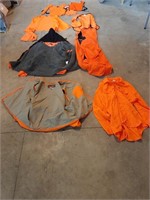 Hunting Clothes Lot With Shirt, Coat, Vests, And