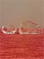One Mat Jonasson Moose Crystal Sculpture, One