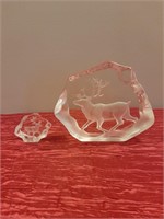 One Mat Jonasson Moose Crystal Sculpture, Another