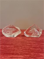 Two Mat Jonasson Bear Crystal Sculptures