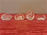 4 Small Mat Jonasson Crystal Sculptures