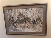 Framed With Glass Front Wolf Picture. 39" X 28