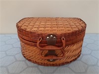 Wicker Picnic Basket With Blanket, Napkins, Cups,
