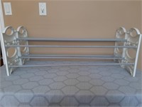 Pair Of Plastic And Metal Collapsible Shoe Racks