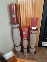 3 matching candle holders. Tallest is 29 1/2"