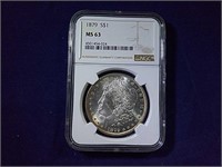 1879 MORGAN SILVER DOLLAR, MS63 (NGC)