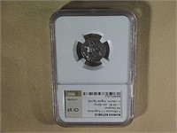 134 BC ROMAN SILVER, MINUCIUS AUGURINIS NGC