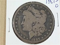 1887-O MORGAN SILVER DOLLAR, (RAW COIN)