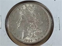 1889 MORGAN SILVER DOLLAR, (RAW COIN)