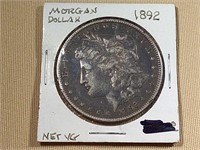 1892 MORGAN SILVER DOLLAR, (RAW COIN)
