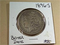 1896-S MORGAN SILVER DOLLAR, (RAW COIN)
