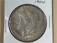 1904 MORGAN SILVER DOLLAR, RAW COIN