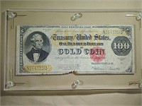 1922 U.S. TREASURY $100 GOLD CERTIFICATE, RARE