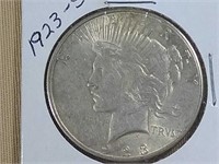 1923-S PEACE SILVER DOLLAR, RAW COIN