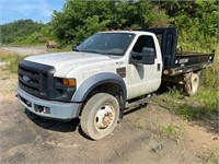 2008 FORD F450 SD FLATBED PICKUP TRUCK, 1FDXF47R98