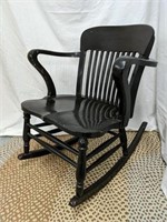 Vintage wide black wood rocking chair
24" Wide