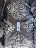 Silver grey linen feel with white embroidered